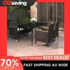 Garden dining set 5 piece black cream white cushions weather-resistant 140x70 97