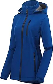 [Chrisuno] Women's Lightweight Long Softshell Fleece Lined Jacket Anorak Raincoat With Removable Hood
