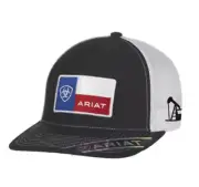 Ariat Mens Hat Cap American Flag Patch Mesh Snap Back Pump Jack Black 06001