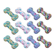 12PK Paws & Claws Dazzle Bone TPR Rubber Chew Squeaky Dog Toy 16.5cm Assorted