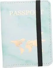 [CATIEBYE] PU Leather Passport Organizer with Card Slots Portable Travel Document Holder for Safe Storage of Passports Bank Cards Ids Stylish Marble Design