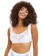 [Sans Complexe] Jeanne Wirefree Wide Strap Organic Cotton Bra with Lace in White