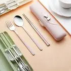 2/3Pcs Bowknot Portable Tableware Set Camping Chopsticks Fork Spoon Set
