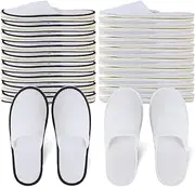 Yeios Hotel Spa Slippers Closed Toe Home Guest Slippers for Adult 20 Pairs for Men and Women White