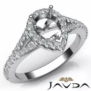 Comfort-Fit Semi Mount Split Shank Halo Pave Pear Diamond Engagement Ring 0.50Ct