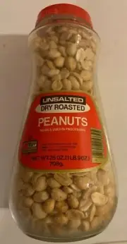 Vintage 1980 Full Unopened Kmart Dry Roasted Peanuts Large Glass Jar Sealed NOS
