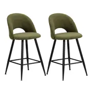 Oikiture 2x Bar Stools Kitchen Counter Stool Dining Chairs Boucle Green HORN