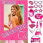 JeVenis Lets Go Party Photo Booth Props Hot Pink Girl Birthday Party Supplies Come On Lets Go Party Decoration Bachelorette Bridal Shower Birthday