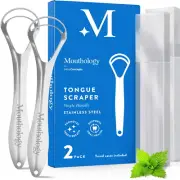 Tongue Scraper for Adults 2 Pack Reduce Bad Breath Metal Tongue Scraper