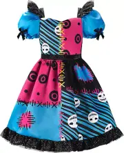 ReliBeauty Rainbow Dress Skeleton Costume Kids Christmas Costume for Girls,Blue