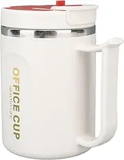 Stainless Steel Insulated Coffee Mug High Aesthetic Appearance Sealing Silicone Stainless Steel Coffee Mug 500ml Capacity with Scoop for Office (Red)