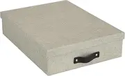 Bigso Box of Sweden Document Box for A4 paper, Brochures and Notes - Box with Lid and Leather Handle - Fibreboard and Paper Box Storage with Lid - Beige