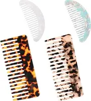 4 PCS Cellulose Hair Detangling Comb, Large Wide Tooth Tortoise Shell Comb Wide Teeth Pocket Comb Acetate Detangler Comb Portable Hair Detangling Comb for Wet and Dry Hick Curly Wavy Hair