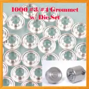1000 pcs #3 or #4 Grommet w/ Die Set Eyelet Grommets Machine Sign Punch Tool