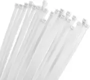 12" Zip Ties White 100pcs 75lbs Strength Nylon Cable Wire Ties Self-Locking