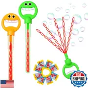 Olfrid Bubble Wand 2 Pack, 36 Hole Smiling Face Bubble Wand for Kids Outdoor