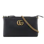 GUCCI GG MARMONT 標誌鏈帶斜背包/手拿包(黑色) 779795 A7M0T 1000