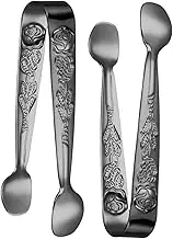 IMIKEYA Pcs Sugar Cube Serving Tongs Mini Ice Tongs Stainless Steel for Food Candy Scoops Rose Pattern Clip