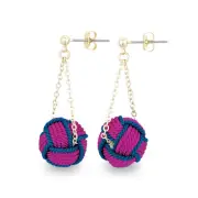 Kyoto Odamaki Chain Earrings Japanese Traditional Crafts Shell Purple F/S