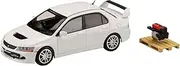 HJ64 1/64 Mitsubishi Lancer Evolution 9 with GSR Engine Display Model White Solid Finished Product