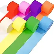 Crepe Paper Streamers Pack of 8 Unique Color Rolls - Great Stretch & Easy to Twist 82ft Long for Birthday, Bridal Shower, Christmas, in-Door Fun Party & Rainbow Decorations