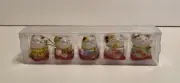 Set of 5 Maneki Neko Lucky Cats Ceramic Japanese Style Brings Fortune Prosperity