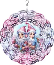 Outdoor 3D Stainless Steel Metal 10 inch Art Hanging Wind Spinner Geometric Kinetic Spinners for Home Wall Garden Yard Art Halloween Decorations (Pattern-55)