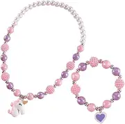 [SHERCHPRY] Unicorn Pendant Bracelet Set 2pcs Adorable Jewelry Set for Boys and Girls Wrist Chain Neck Ring Perfect for Birthday Christmas Party