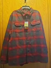 Orvis Shirt Shacket Men's Sz XXLRed Plaid Heavyweight Flannel Pockets Outdoor