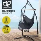Gardeon Hammock Chair with Steel Stand Hanging Bed Outdoor Tassel Grey