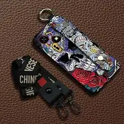 Phone Case Compatible with ZTE Blade A35E, Soft case Wrist Strap Graffiti Fashion Design Anti-dust Wristband Back Cover Personality Protective