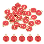 Letter Charm, 30 Pcs Capital Initial Alphabet I Letter Charm for Bracelet, Red