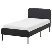 SLATTUM upholstered bed frame, Vissle dark grey, Single