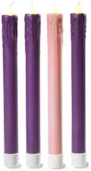 9 Inch LED Flameless Advent Candles, Christmas Season Decoration, Set of 4