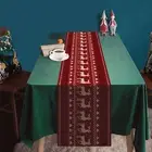 Christmas Table Cloth Festive Dining Elk Pattern Runner for Home Holiday