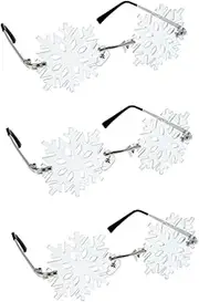 [WOFASHPURET] 2 Pairs Snowflake Sunglasses Personalized Eyewear Party Glass Glasses Decor Rimless Sunglasses Rimless Glasses Xmas Snowflake Eyeglasses Personalized Sunglasses Frameless Glasses