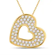 10k Yellow Gold Round Diamond Heart Pendant 1/3 Cttw