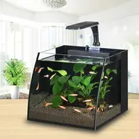 在飛比找樂天市場購物網優惠-水族箱 迷你家用小型客廳玻璃創意桌面生態魚缸水族箱懶人魚LX