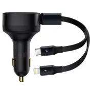 Baseus iPhone iPad 30W Car Charger with Retractable USB Type-C Cable