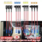 12PCS Mini Blade Piggy Back Fuse Holder 12V Add A Circuit Fuse Auto Tap-Micro
