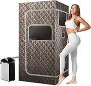 AUSWAY Sauna Box, Portable Sauna for Home, Steam Sauna Accessories Sauna Tent, Personal Sauna Steamer with 3L Steamer Heater 9 Levels