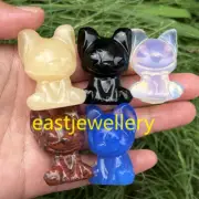 1.6" Natural Mixed Quartz Skull Quartz Crystal Carved Skull Figurines Gem 5PCS