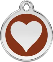 Red Dingo Enamel Brown Heart Tag - Lifetime Guarantee - Cat, Dog, Pet ID Tag Eng