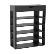 Design Square Lester 5-Tier Wooden Shoe Rack Shelves Storage Organiser 1-Drawer Black
