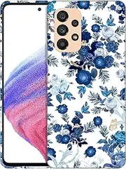 Glisten - Samsung Galaxy A23 5G Case, Samsung A23 Case - Blue Floral Design Printed Cute Plastic Hard Snap on Protective Designer Back Phone Case/Cover for Galaxy A23 4G & 5G.[ 6.6"]