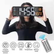 16'' Large LED Digital Wall Clock Temperature Date Display Electronic Wall Clock