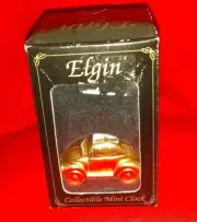 Elgin Collectible Mini Clock Gold Volkswagen Beetle - New Sealed in Box