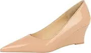 [YGJKLIS] Women 6CM Wedge Heel Sandals Solid Color Patent Leather Pointed Toe High Heel Gorgeous Evening Party Wedding Shoes