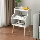 Nightstand Bedside Tables with Storage Shelf End Side Bedroom Organizer White