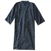Men Japanese Kimono Coat Stripe Long Baggy Yukata Robe Nightwear Sleepwear